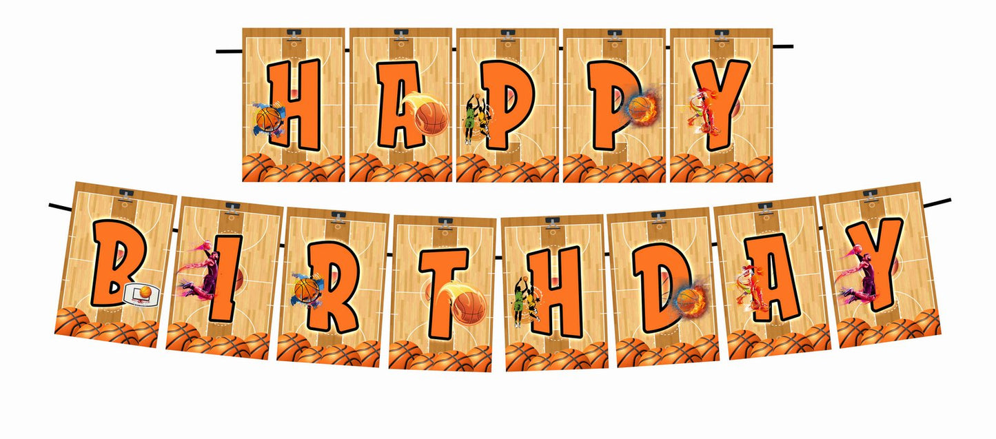 Basket Ball Theme Happy Birthday Decoration Hanging and Banner for Photo Shoot Backdrop and Theme Party