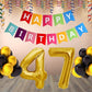 Number 47 Gold Foil Balloon and 25 Nos Black and Gold Color Latex Balloon and Happy Birthday Banner Combo