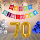 Number  70 Gold Foil Balloon and 25 Nos Blue and Silver Color Latex Balloon and Happy Birthday Banner Combo