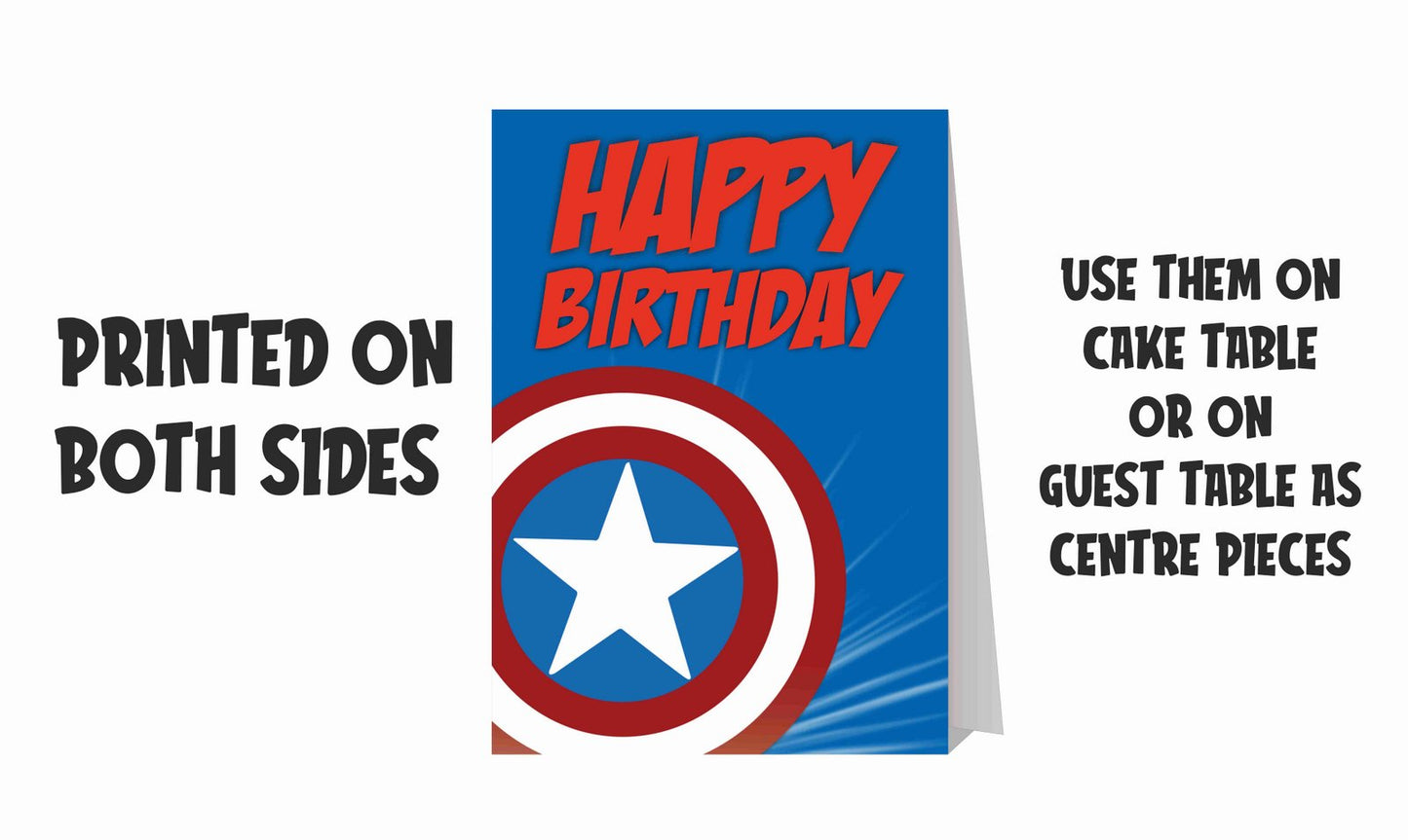 Captain Super Hero Theme Cake Table and Guest Table Birthday Decoration Centerpiece Pack of 2