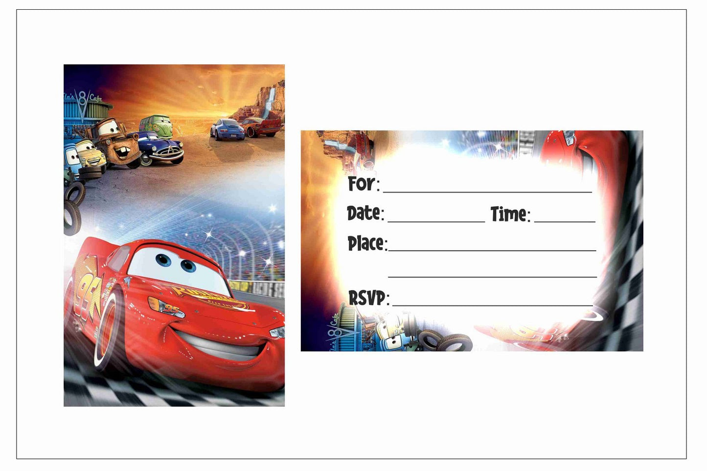Cars Theme Children's Birthday Party Invitations Cards with Envelopes - Kids Birthday Party Invitations for Boys or Girls,- Invitation Cards (Pack of 10)