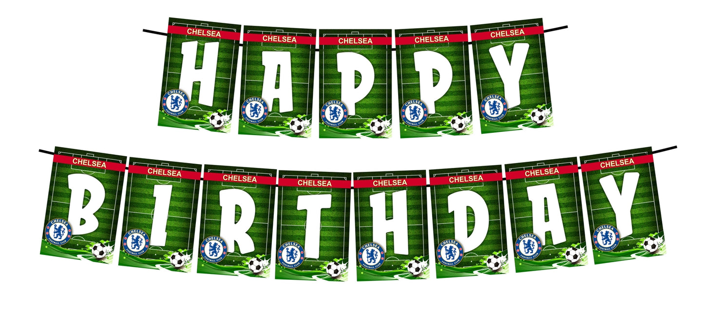 Chelsea Theme Happy Birthday Decoration Hanging and Banner for Photo Shoot Backdrop and Theme Party
