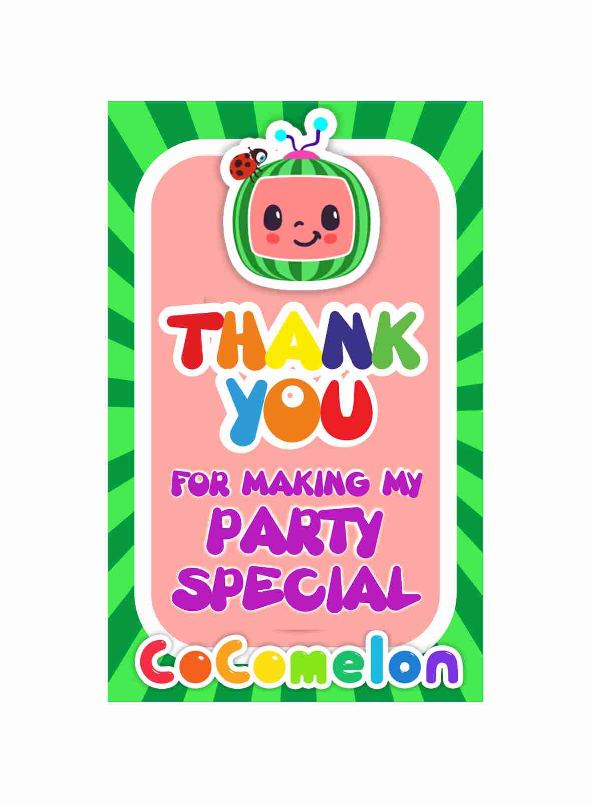 Cocomelon theme Return Gifts Thank You Tags Thank u Cards for Gifts 20 Nos Cards and Glue Dots
