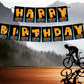 Cycling Theme Happy Birthday Decoration Hanging and Banner for Photo Shoot Backdrop and Theme Party