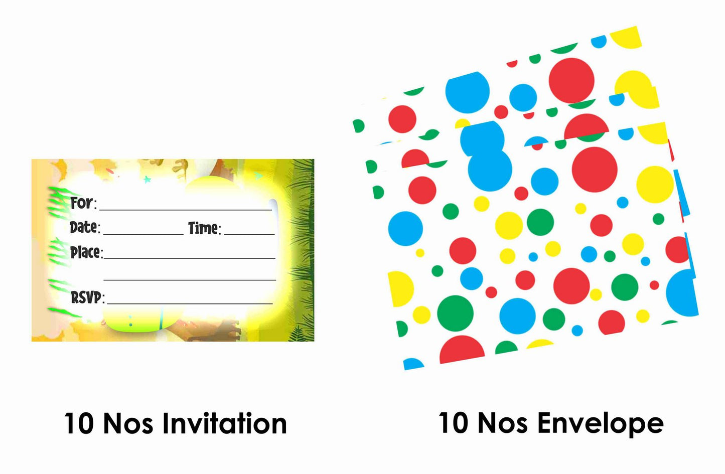 Dinosaur Theme Children's Birthday Party Invitations Cards with Envelopes - Kids Birthday Party Invitations for Boys or Girls,- Invitation Cards (Pack of 10)