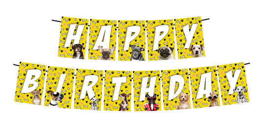 Dog Theme Happy Birthday Decoration Hanging and Banner for Photo Shoot Backdrop and Theme Party