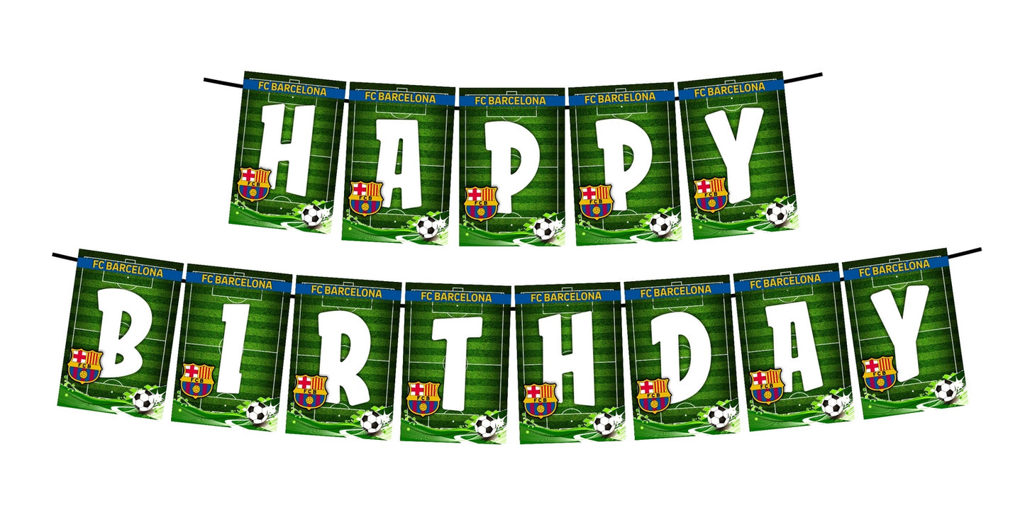 FC Barcelona Theme Happy Birthday Decoration Hanging and Banner for Photo Shoot Backdrop and Theme Party