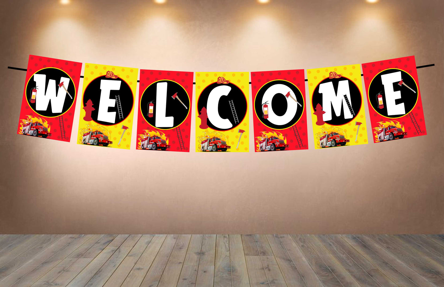 Fire Truck Theme Welcome Banner for Party Entrance Home Welcoming Birthday Decoration Party Item