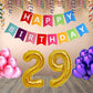 Number  29 Gold Foil Balloon and 25 Nos Pink and Purple Color Latex Balloon and Happy Birthday Banner Combo