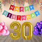Number 30  Gold Foil Balloon and 25 Nos Pink and Purple Color Latex Balloon and Happy Birthday Banner Combo