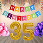 Number 35  Gold Foil Balloon and 25 Nos Pink and Purple Color Latex Balloon and Happy Birthday Banner Combo