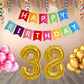 Number 38 Gold Foil Balloon and 25 Nos Pink and Gold Color Latex Balloon and Happy Birthday Banner Combo