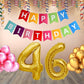 Number 46 Gold Foil Balloon and 25 Nos Pink and Gold Color Latex Balloon and Happy Birthday Banner Combo