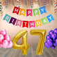 Number  47 Gold Foil Balloon and 25 Nos Pink and Purple Color Latex Balloon and Happy Birthday Banner Combo