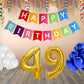 Number  49 Gold Foil Balloon and 25 Nos Blue and White Color Latex Balloon and Happy Birthday Banner Combo