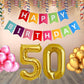 Number 50 Gold Foil Balloon and 25 Nos Pink and Gold Color Latex Balloon and Happy Birthday Banner Combo