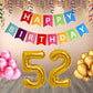 Number 52 Gold Foil Balloon and 25 Nos Pink and Gold Color Latex Balloon and Happy Birthday Banner Combo