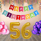 Number  56 Gold Foil Balloon and 25 Nos Pink and Purple Color Latex Balloon and Happy Birthday Banner Combo