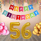 Number 56 Gold Foil Balloon and 25 Nos Pink and Gold Color Latex Balloon and Happy Birthday Banner Combo