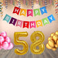 Number 58 Gold Foil Balloon and 25 Nos Pink and Gold Color Latex Balloon and Happy Birthday Banner Combo