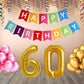 Number 60 Gold Foil Balloon and 25 Nos Pink and Gold Color Latex Balloon and Happy Birthday Banner Combo