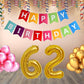 Number 62 Gold Foil Balloon and 25 Nos Pink and Gold Color Latex Balloon and Happy Birthday Banner Combo