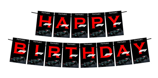 Formula 1 Theme Happy Birthday Decoration Hanging and Banner for Photo Shoot Backdrop and Theme Party