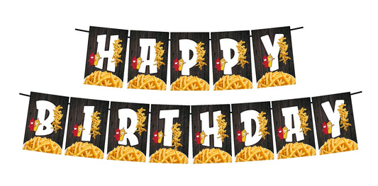 French Fries Theme Happy Birthday Decoration Hanging and Banner for Photo Shoot Backdrop and Theme Party