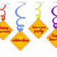 Happy Anniversary Ceiling Hanging Swirls Decorations Cutout Festive Party Supplies (Pack of 6 swirls and cutout)