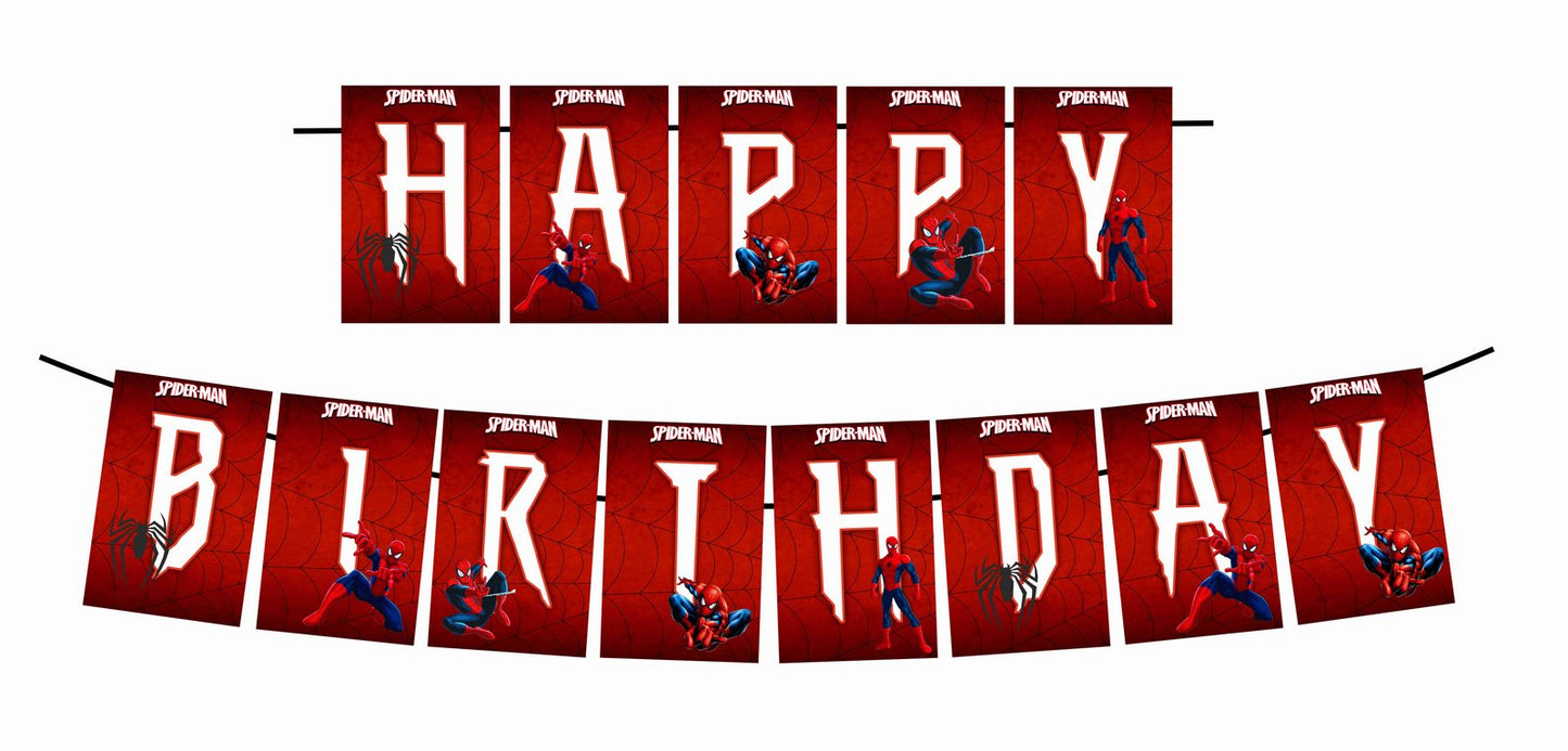 Spider Theme Happy Birthday Decoration Hanging and Banner for Photo Shoot Backdrop and Theme Party