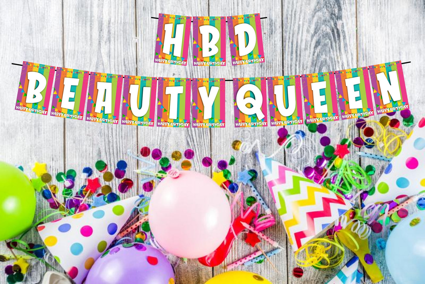 Happy Birthday Beauty Queen Birthday Decoration Hanging and Banner for Photo Shoot Backdrop and Theme Party
