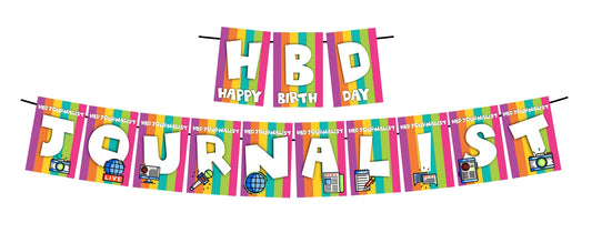 Happy Birthday Journalist Birthday Decoration Hanging and Banner for Photo Shoot Backdrop and Theme Party