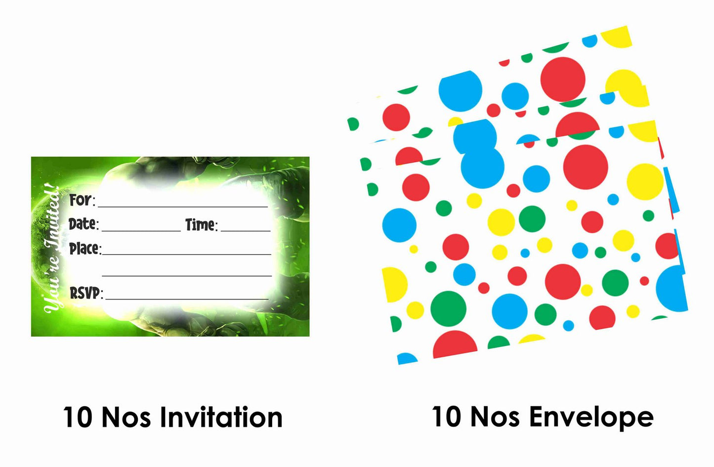 Hulk Theme Children's Birthday Party Invitations Cards with Envelopes - Kids Birthday Party Invitations for Boys or Girls,- Invitation Cards (Pack of 10)