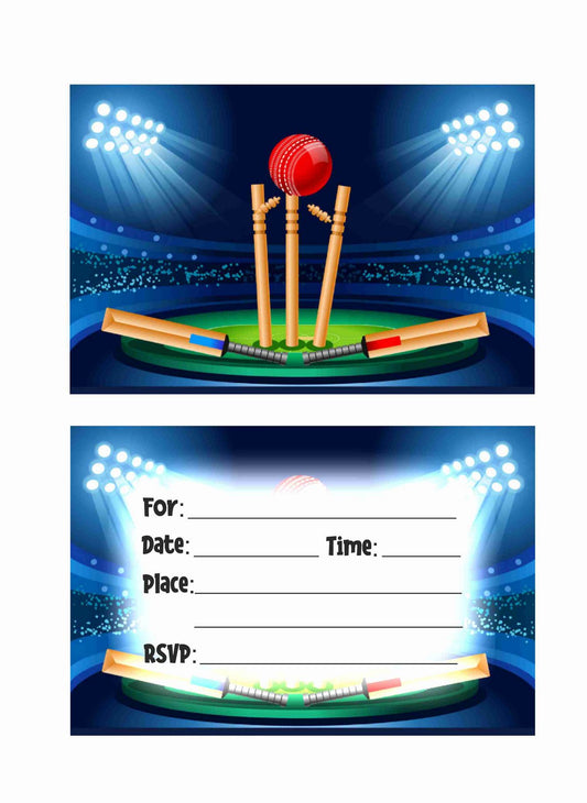 Cricket Theme Children's Birthday Party Invitations Cards with Envelopes - Kids Birthday Party Invitations for Boys or Girls,- Invitation Cards (Pack of 10)