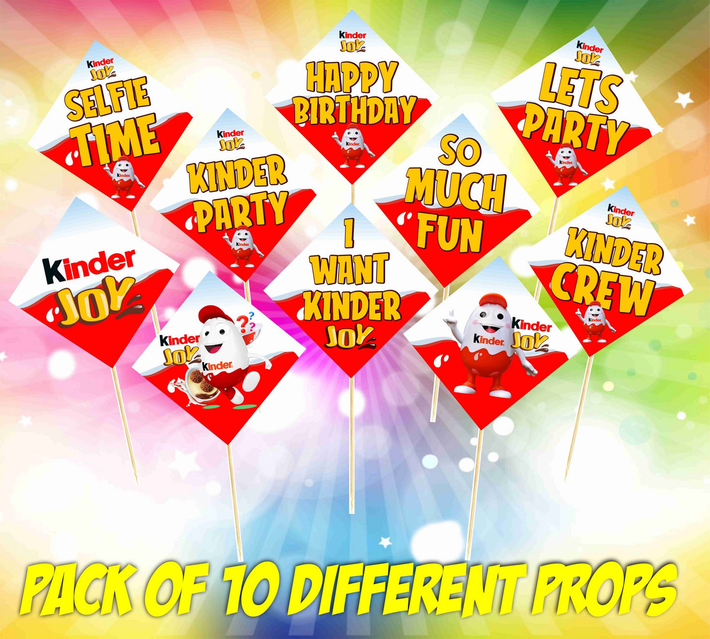 KinderJoy Theme Birthday Photo Booth Party Props Theme Birthday Party Decoration, Birthday Photo Booth Party Item for Adults and Kids