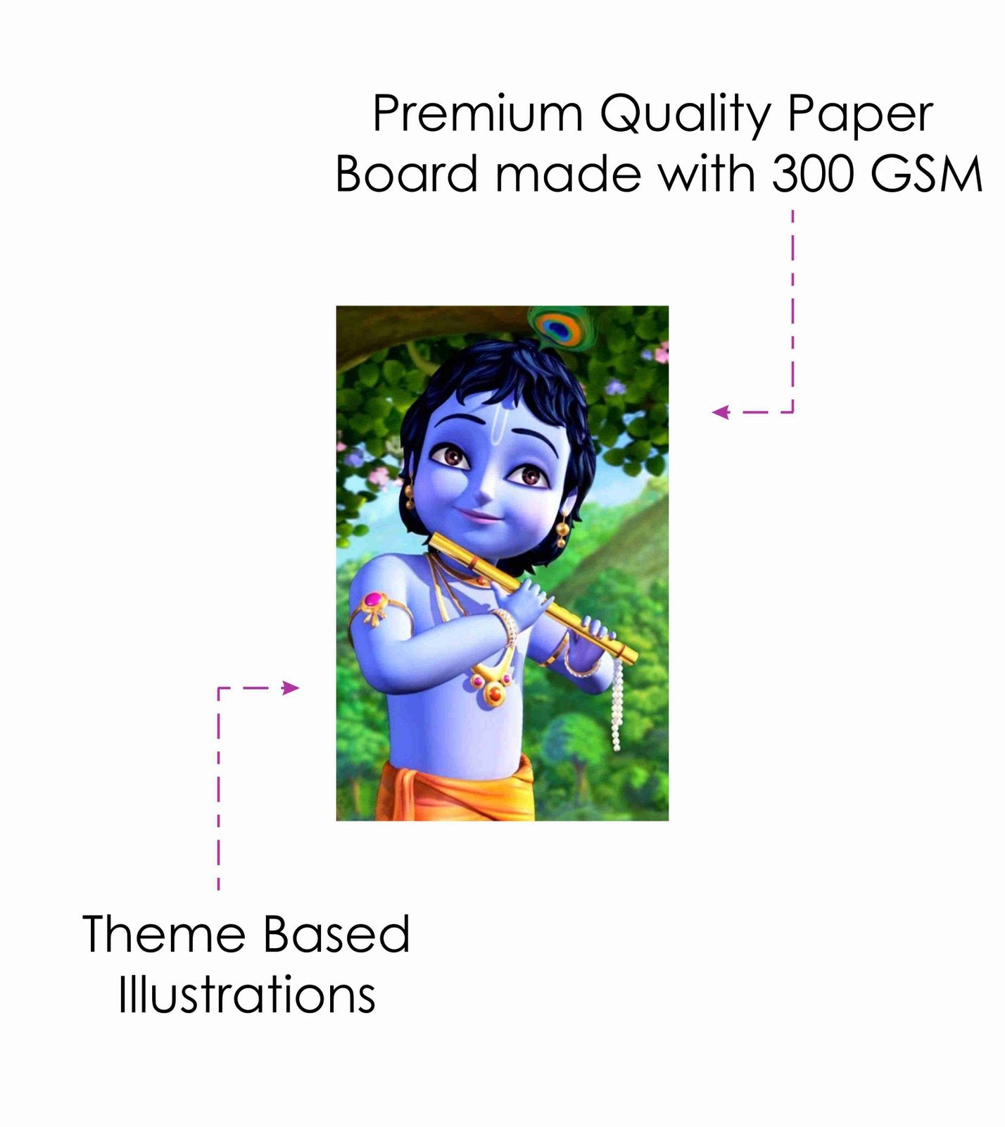 Little Krishna Theme Children's Birthday Party Invitations Cards with Envelopes - Kids Birthday Party Invitations for Boys or Girls,- Invitation Cards (Pack of 10)