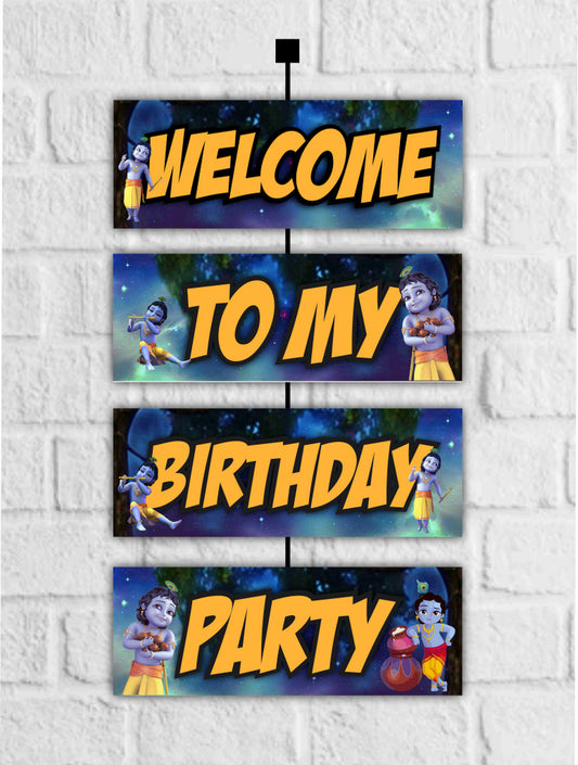 Little Krishna Theme Welcome Board Welcome to My Birthday Party Board for Door Party Hall Entrance Decoration Party Item for Indoor and Outdoor 2.3 feet