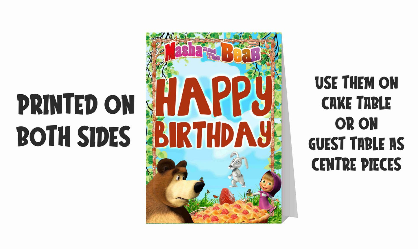 Masha Bear Theme Cake Table and Guest Table Birthday Decoration Centerpiece Pack of 2
