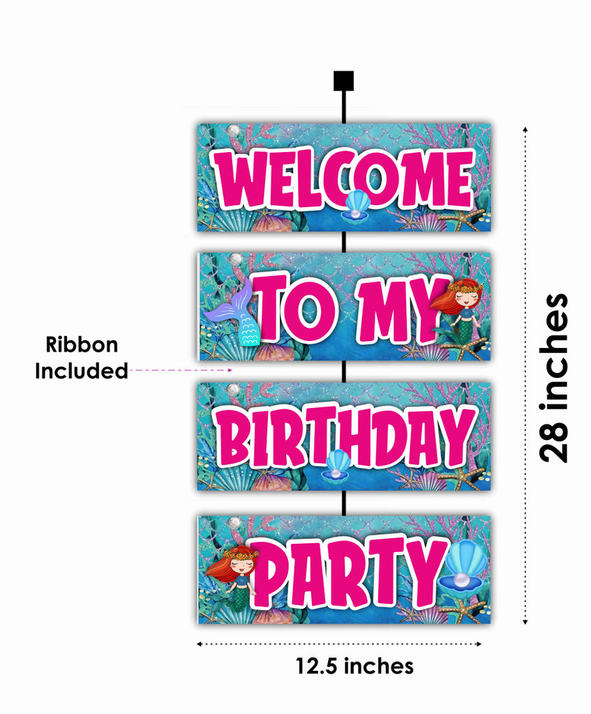 Mermaid Theme Welcome Board Welcome to My Birthday Party Board for Door Party Hall Entrance Decoration Party Item for Indoor and Outdoor 2.3 feet