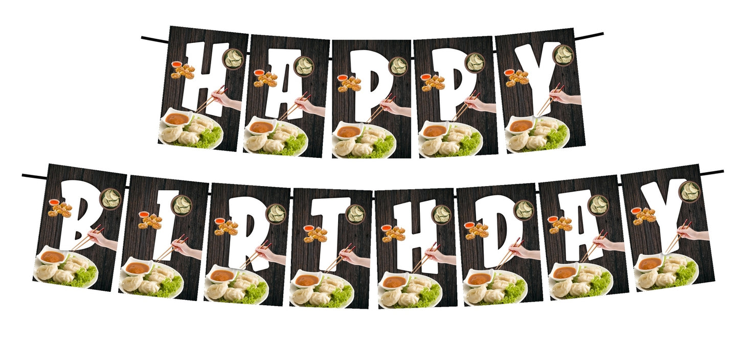Momos Theme Happy Birthday Decoration Hanging and Banner for Photo Shoot Backdrop and Theme Party