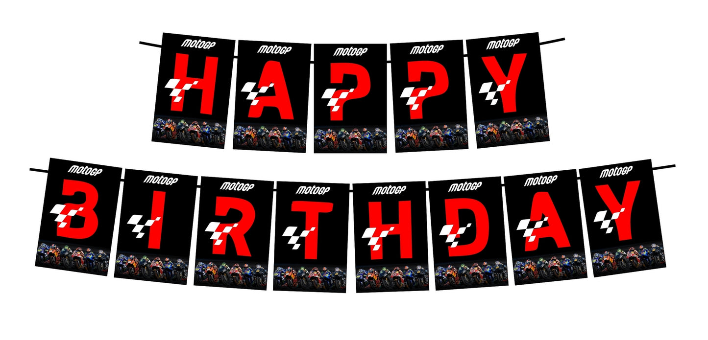 Moto GP Theme Happy Birthday Decoration Hanging and Banner for Photo Shoot Backdrop and Theme Party