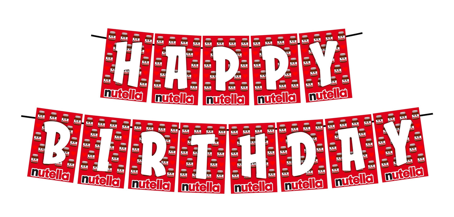 Nuetella Theme Happy Birthday Decoration Hanging and Banner for Photo Shoot Backdrop and Theme Party