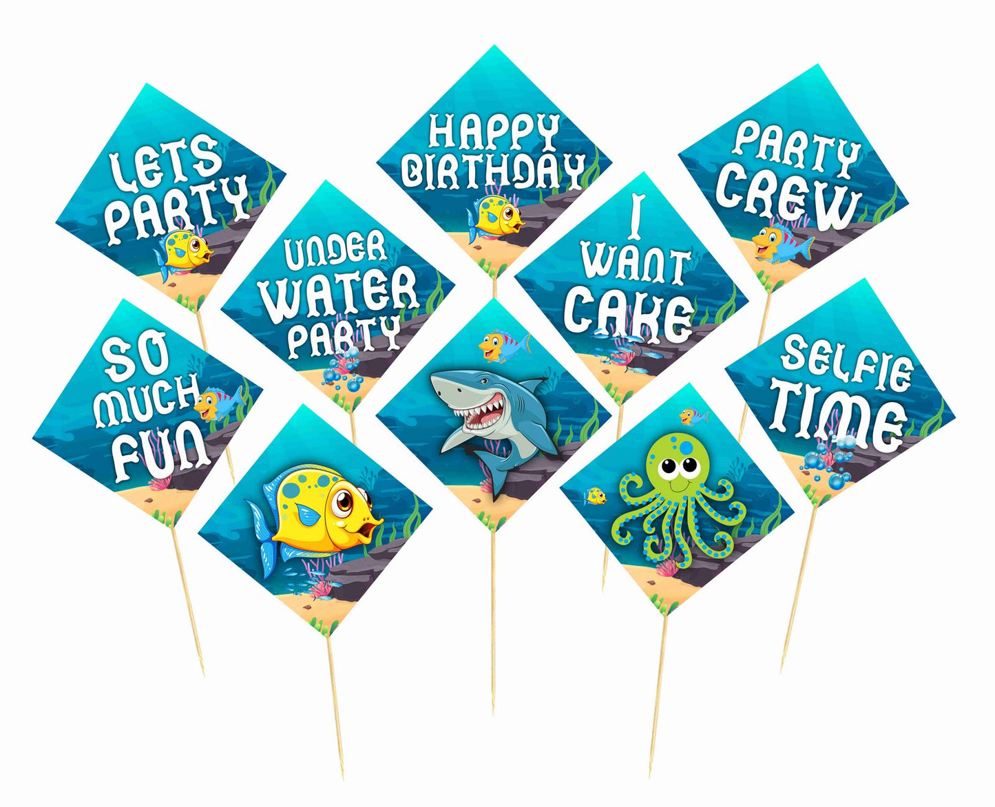 Ocean Underwater Theme Birthday Photo Booth Party Props Theme Birthday Party Decoration, Birthday Photo Booth Party Item for Adults and Kids