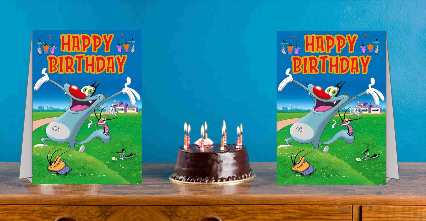 Oggy and Cockroaches Theme Cake Table and Guest Table Birthday Decoration Centerpiece Pack of 2