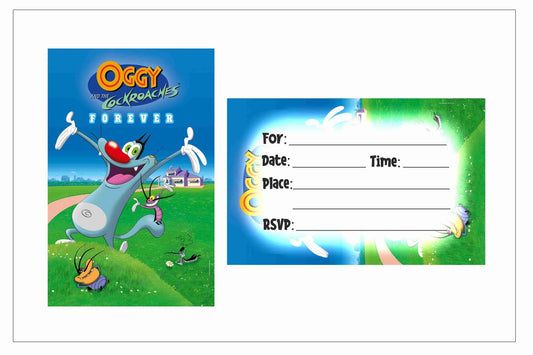 Oggy and Cockroaches Theme Children's Birthday Party Invitations Cards with Envelopes - Kids Birthday Party Invitations for Boys or Girls,- Invitation Cards (Pack of 10)