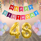 Number 48  Gold Foil Balloon and 25 Nos Pastel Color Latex Balloon and Happy Birthday Banner Combo