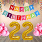 Number  22 Gold Foil Balloon and 25 Nos Pink Color Latex Balloon and Happy Birthday Banner Combo
