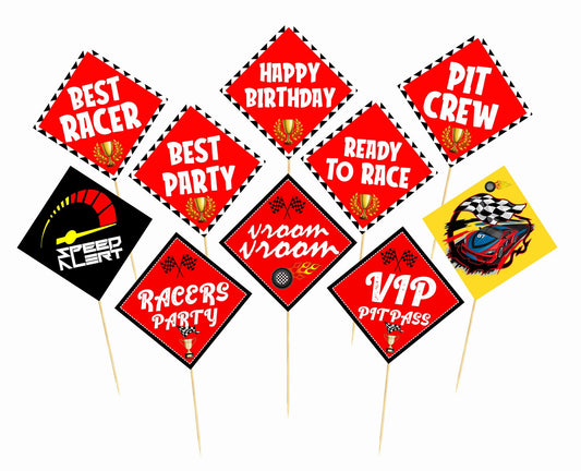 Racing Theme Birthday Photo Booth Party Props Theme Birthday Party Decoration, Birthday Photo Booth Party Item for Adults and Kids