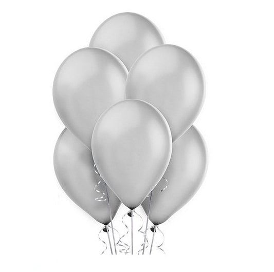 Metallic Silver Balloon Pack of 25 for birthday decoration, Anniversary Weddings Engagement, Baby Shower, New Year decoration, Theme Party balloons