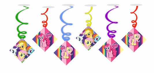 Little Pony Ceiling Hanging Swirls Decorations Cutout Festive Party Supplies (Pack of 6 swirls and cutout)